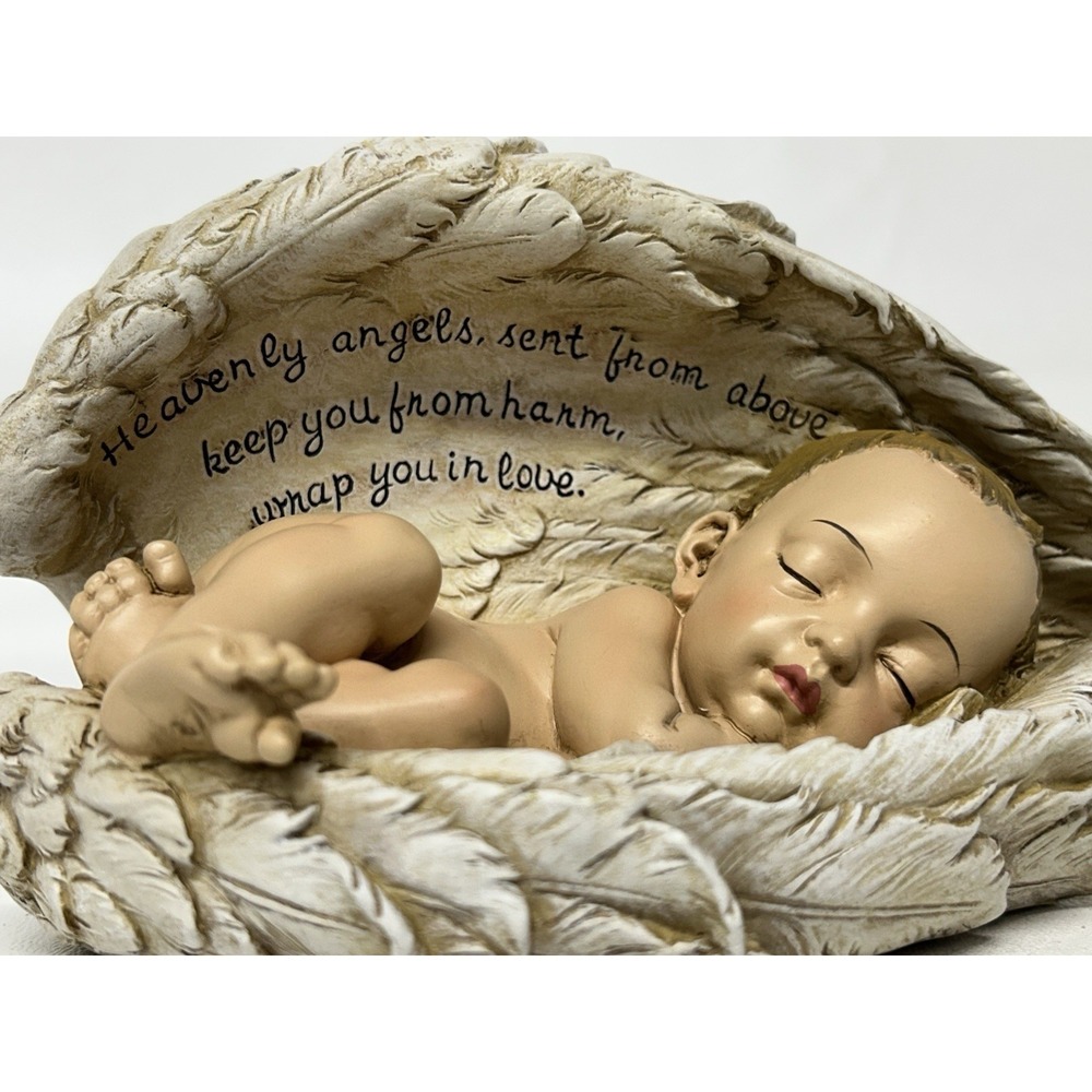 New Joseph Studio Sleeping Baby Wrapped in Angel Wings Figurine Ivory  Precious‎